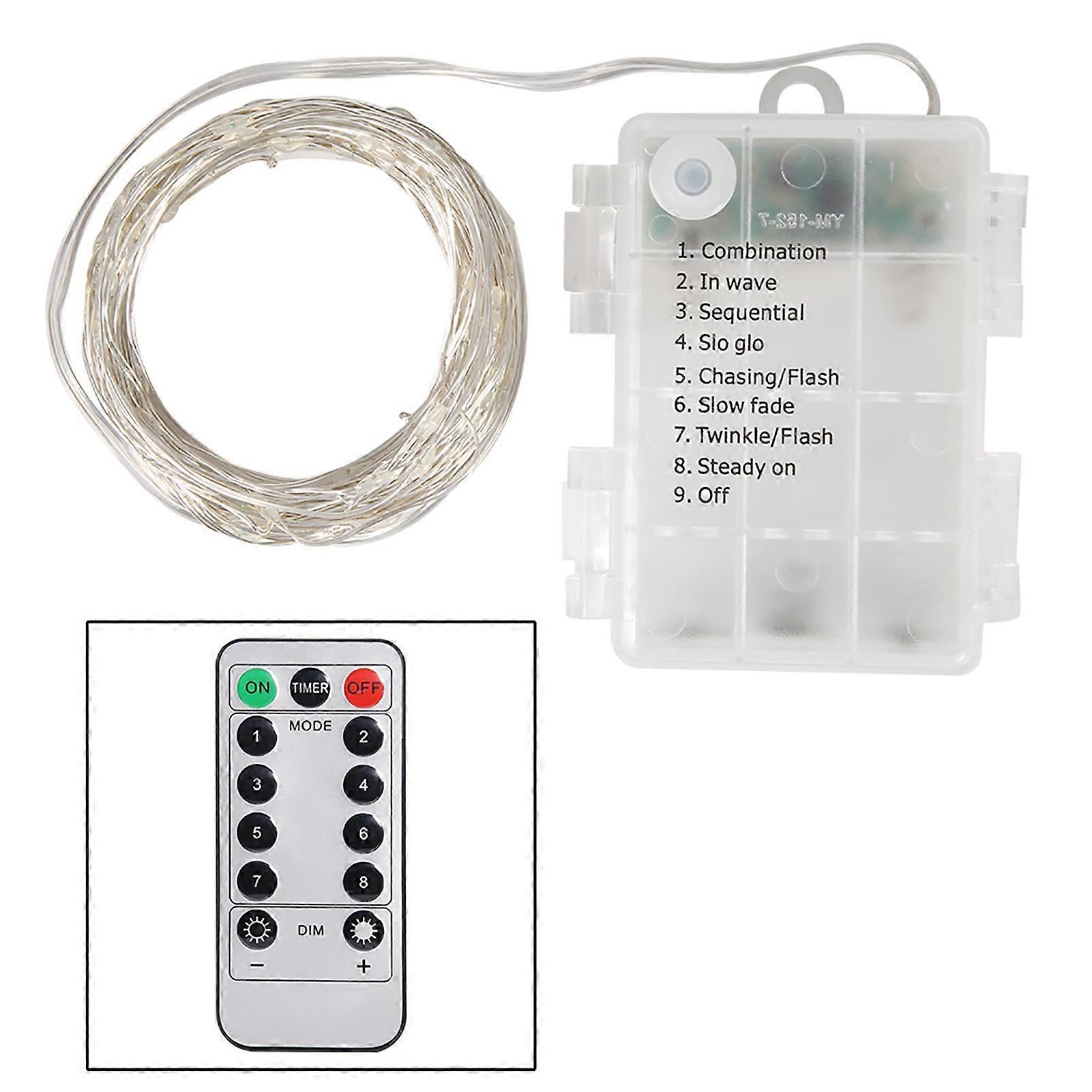 19.9ft LED Waterproof Low Voltage USB Copper Wire String Fairy Light Lamps Strip with Remote ControlWhite 6m/19.9ft
