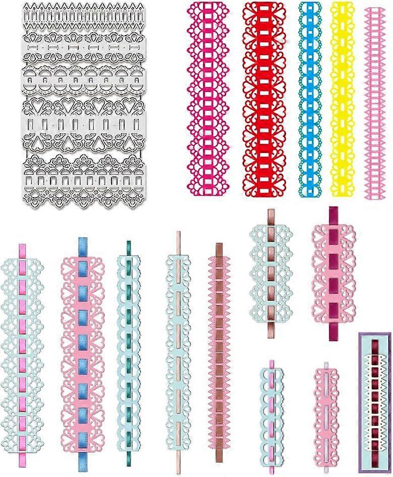 Lace Edge Cutting Dies Threadable Lace Trim Metal Stencils Hollow Borders Edge Decorative Embossing Stencils for Scrapbooking Photo Album Greeting Car