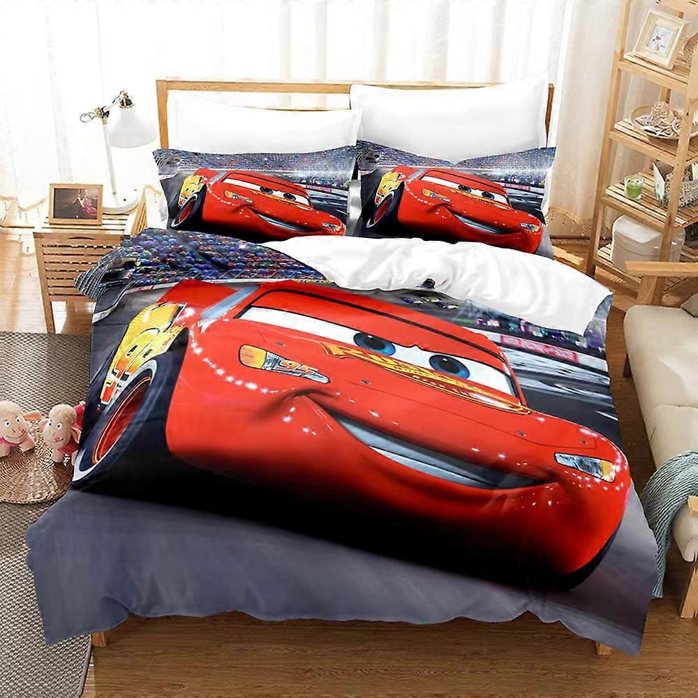 v4917  Bed Sheets Bedding Lightning Mc-Queen 3 PCS Comforter Set with 2 Pillowcases,Lightning Mc-Queen Bedding Set Sheet Set for Kids Adults,All Seaso