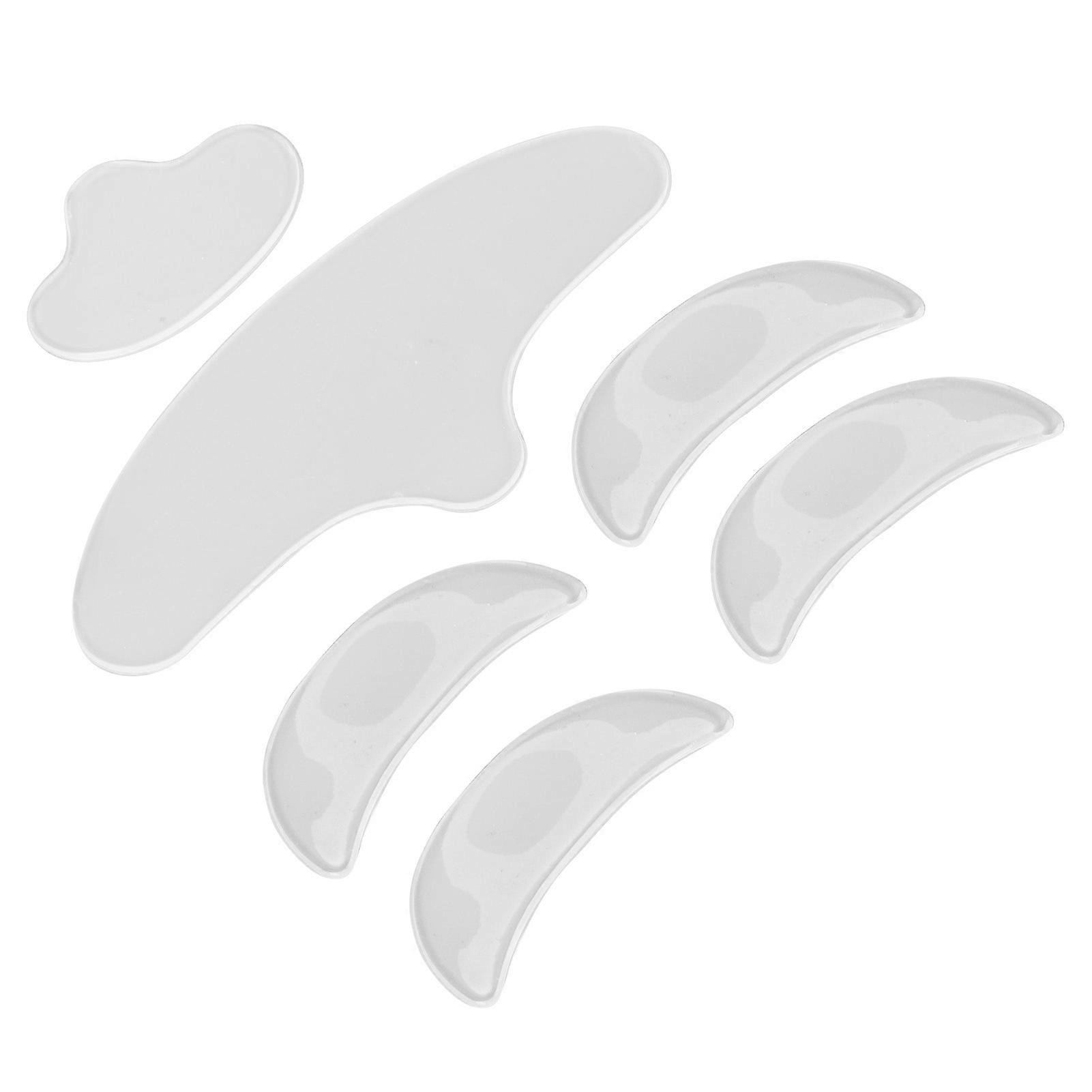 6 Pcs Silicone Facial Pad Set Reusable Eye Forehead Chin Wrinkle Patches Anti Aging for Beauty