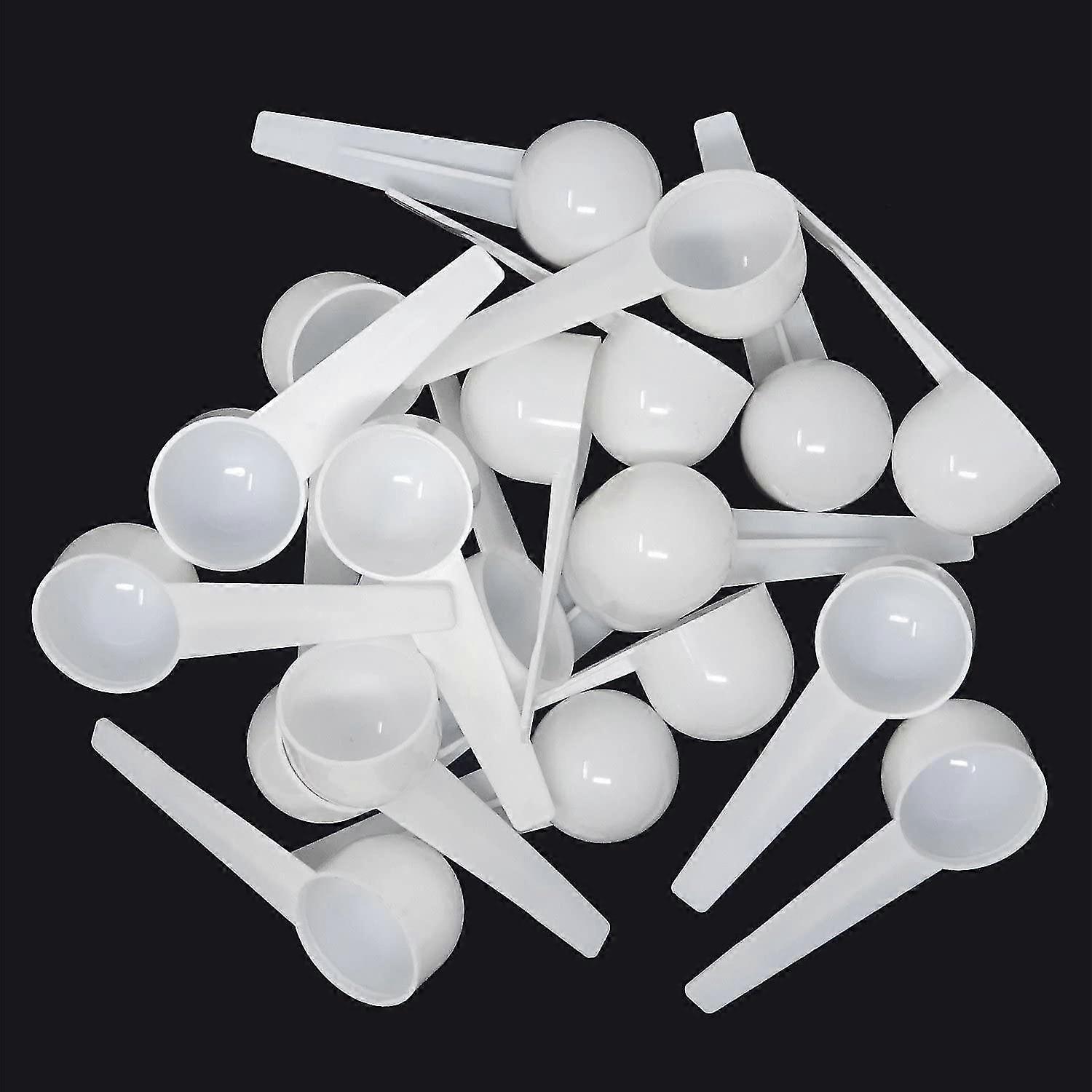 20pcs 10ml White Plastic Measuring Spoons Scoop-hs