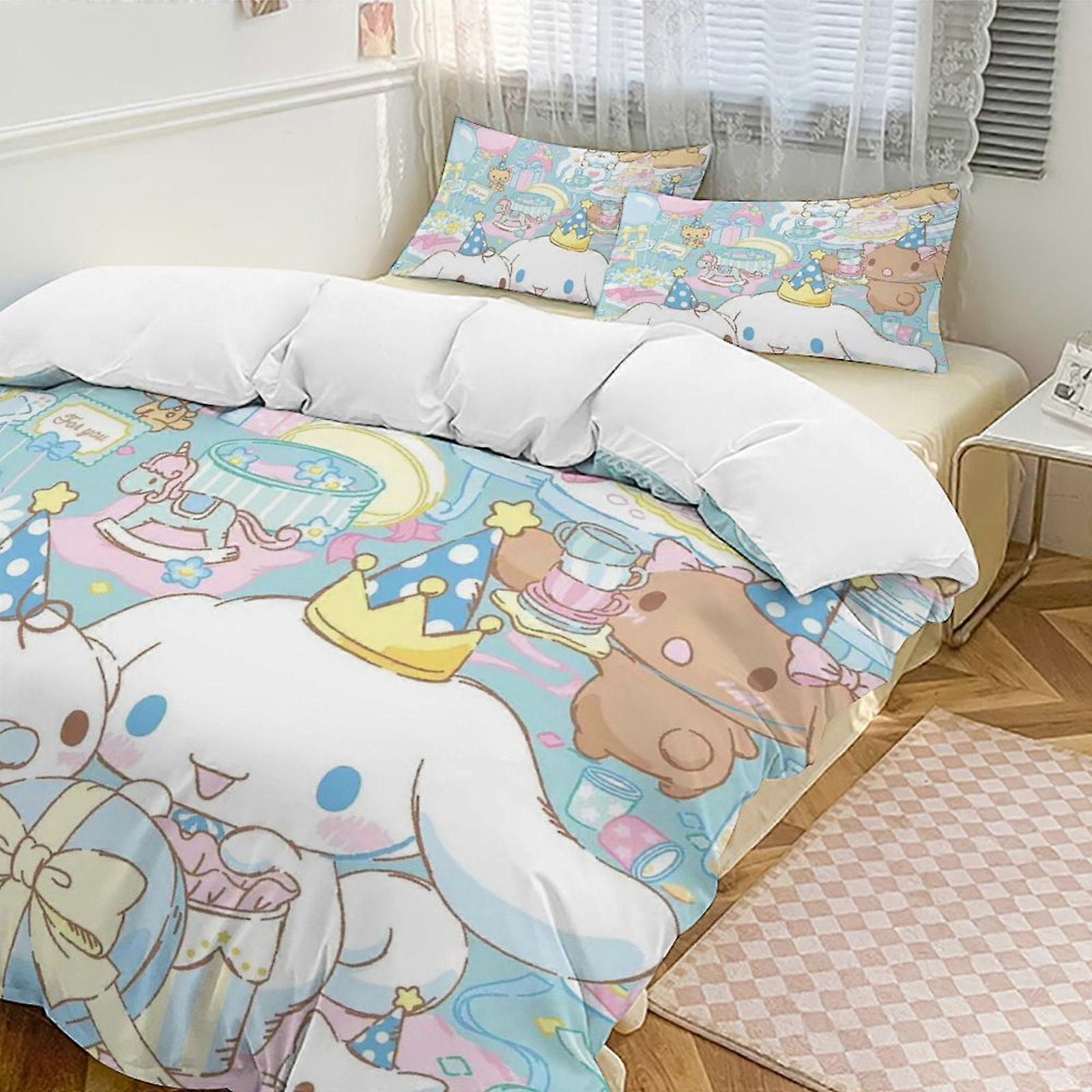 Zm60 Cinnamoroll 3-Piece Twin Bed Set - Includes 1 Single Comforter And 2 Pillowcases Bedding - Fade Resistant Microfiber - Cinnamoroll Lc60