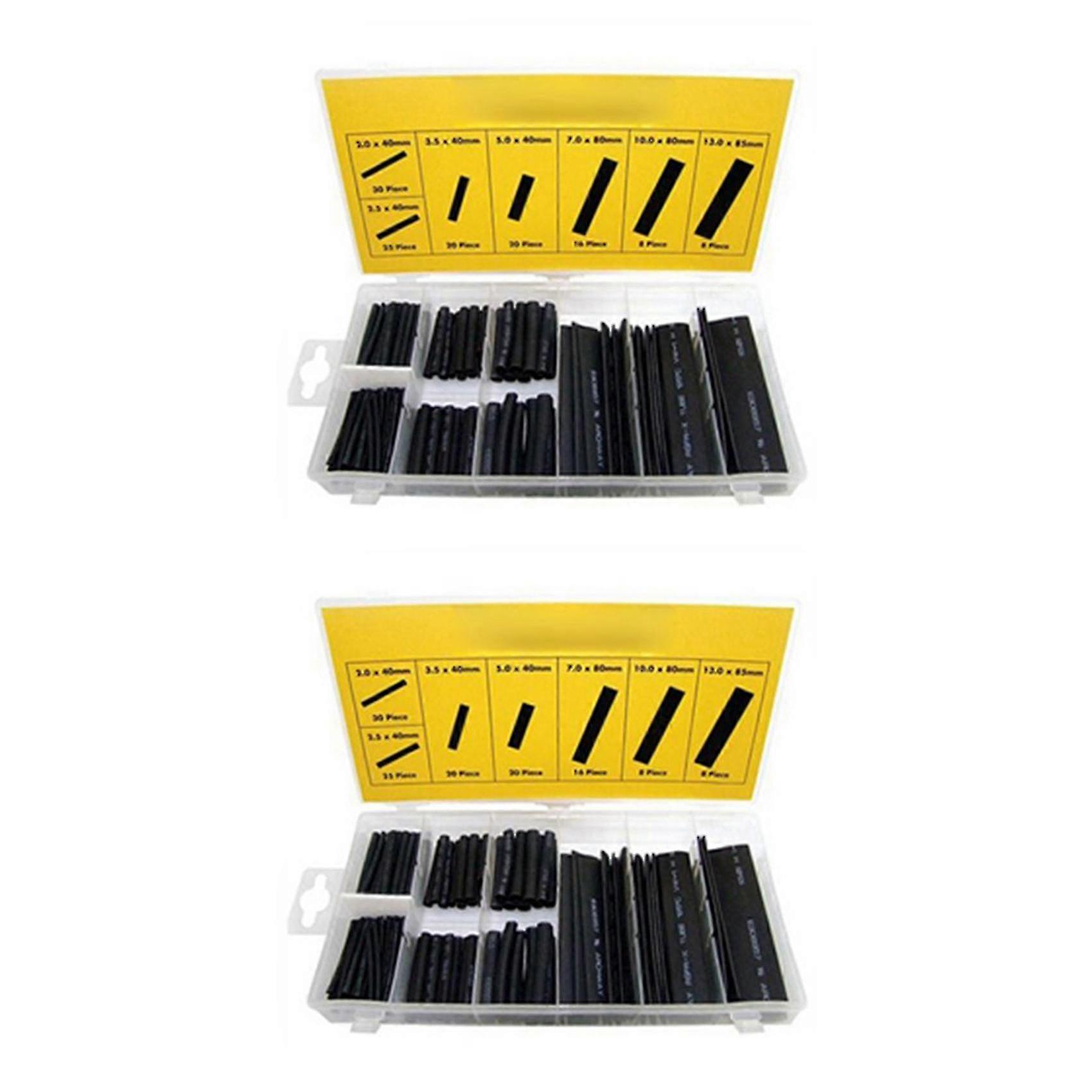 254pcs Black Heat Shrink Tube Assortment Wire Wrap Electrical Insulation Tech