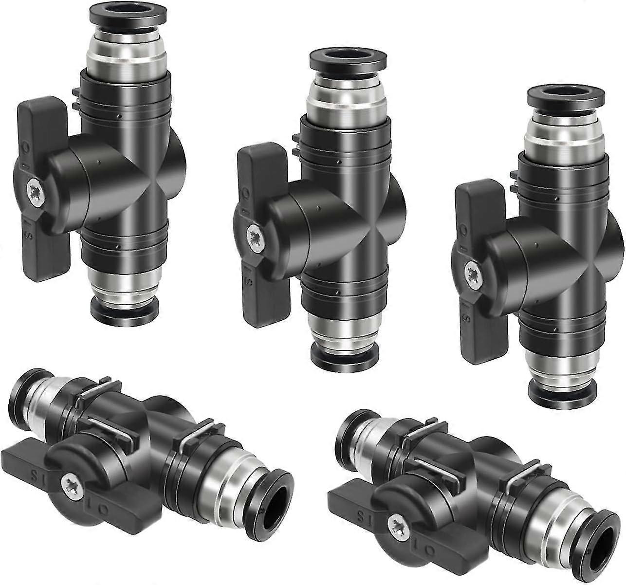 Conector neumático 5pcs Válvula de bola neumática La válvula manual neumática puede controlar la apertura y el cierre del interruptor adaptador de acoplamientos rápidos de fluido (6 mm)