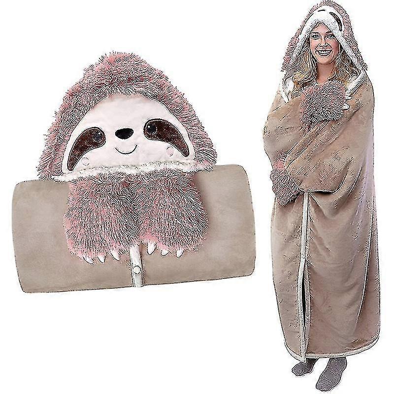 Large Lamb Hoodie Blanket One Size - Cute Sloth