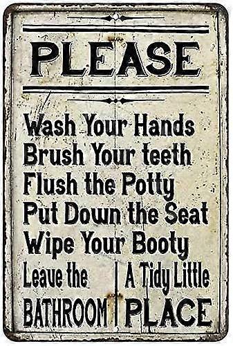 Lave as mãos Vintage Look Chic 8x12 polegadas OU 12x16 polegadas polegadas acabamento fosco Metal Mode 2937