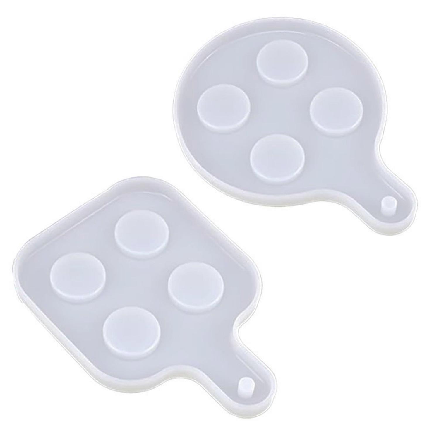 2Pcs Handle Tray Silicone Mold 4 Grooves DIY Shot Wine Beer Glass Beverage Drink Holder Epoxy Resin