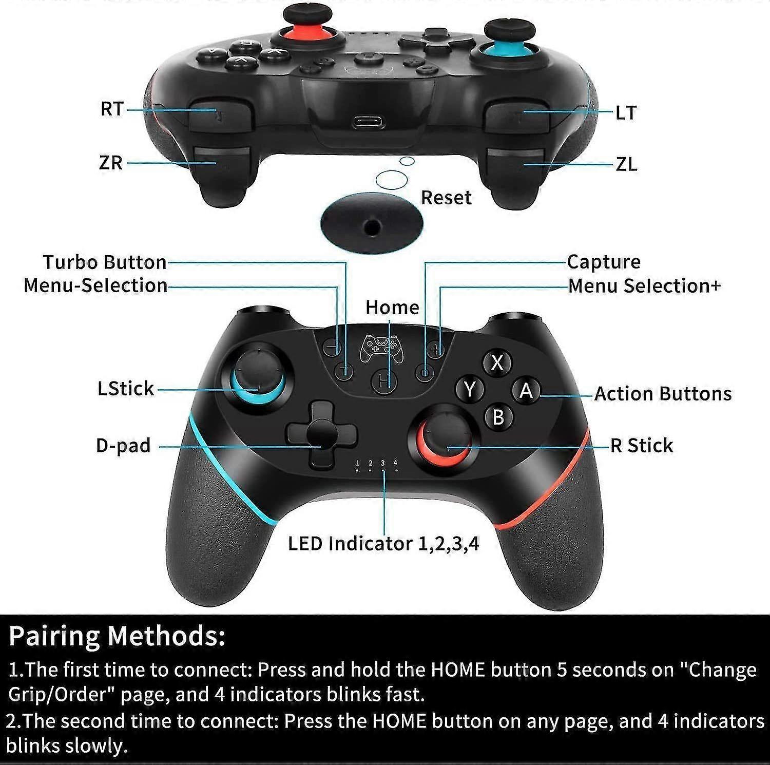 Controller compatibili per Switch / Switch Lite, controller wireless compatibile con Nintendo Switch, controller di gioco Pro Switch a 6 assi con Bluetoo