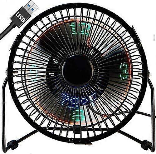 Small Desk Fan with Clock and Temperature Display