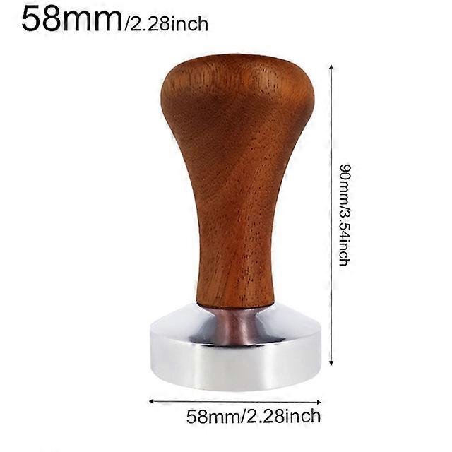 New 51mm/53mm/58mm Stainless Steel Espresso Coffee Tamper Press Coffee Distributor Leveler Tool with Wooden Handle Flat Base