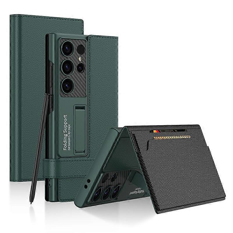 Magnetic Closure Wallet Case For Samsung Galaxy S24 Ultra, PU Leather Built-in Kickstand Flip Cover with Card Holder