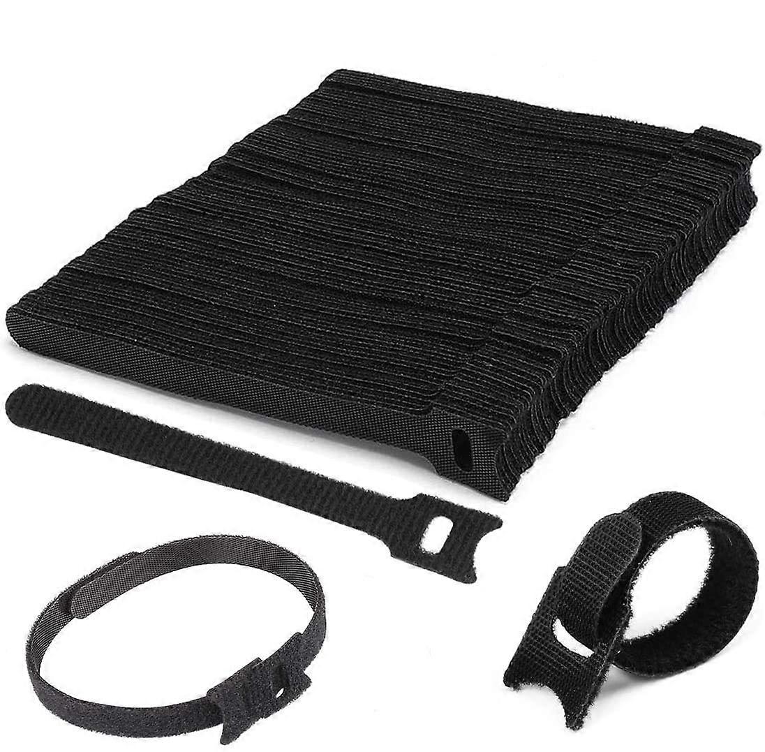 Adjustable Reusable Cable Straps, 100 Pcs Loop Long Cable Ties Black