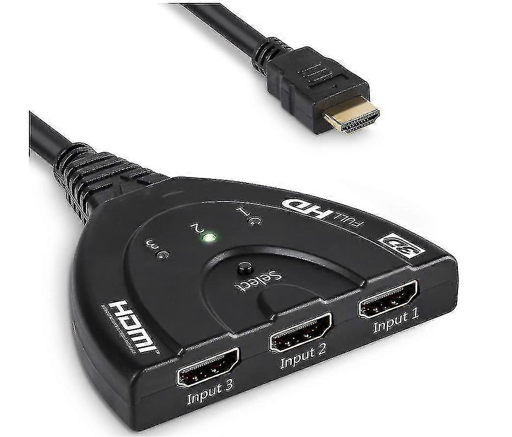 3 Port Automatic Hdmi S, Hd 3d 1080p Auto Splitter S, 3 Inputs 1 Output Hdmi Ser Splitter With 24k Cable For Hdtv Dvd Ps3 Ps4