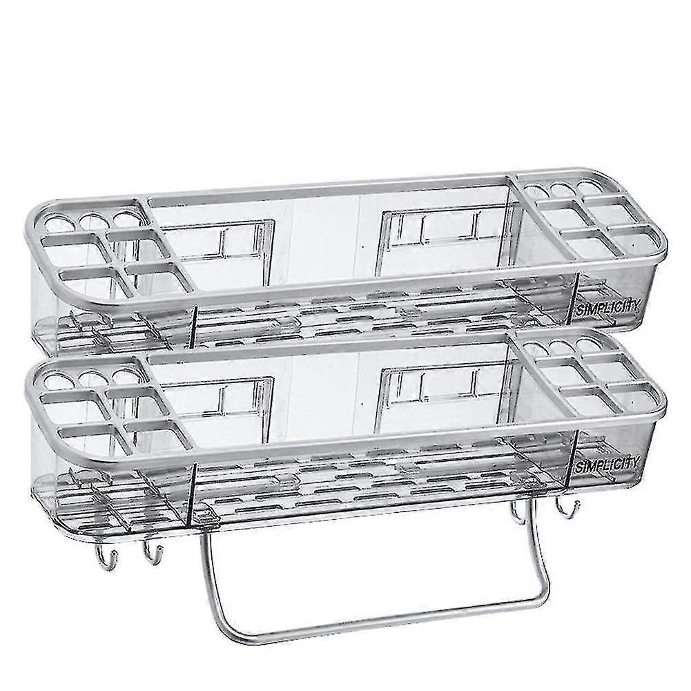 Shower Box Shelf With Divider, Wall Mounted Storage Rack 2 Pack