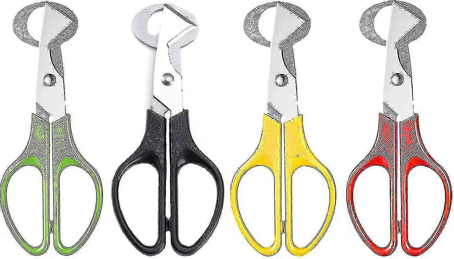 ウズラ卵用はさみ 4個セット ステンレススチール製 ウズラ卵用はさみ 卵切り 卵切り 家庭用 キッチン レストラン用 (赤 緑 黄 黒)