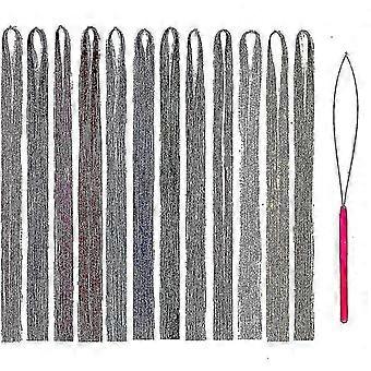 47inch Hair Tinsel Strands Kit With Tools 12 Colors Glitter Extensions