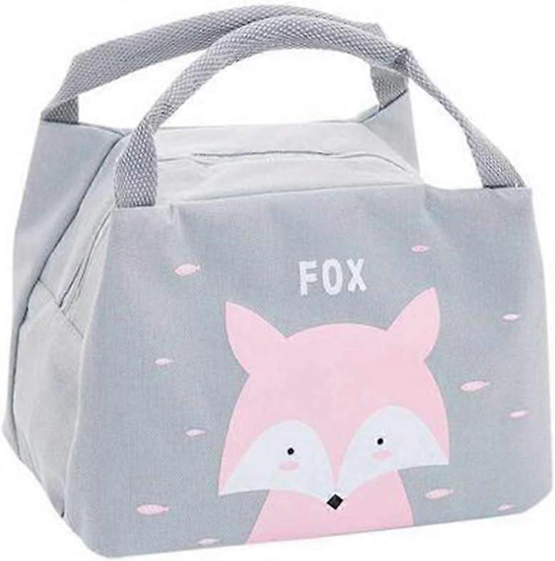 Lunch Bag Insulated Waterproof Oxford Travel Picnic Lunch Pouch Thermal Bags with Zipper (Grey Fox)(1pcs)