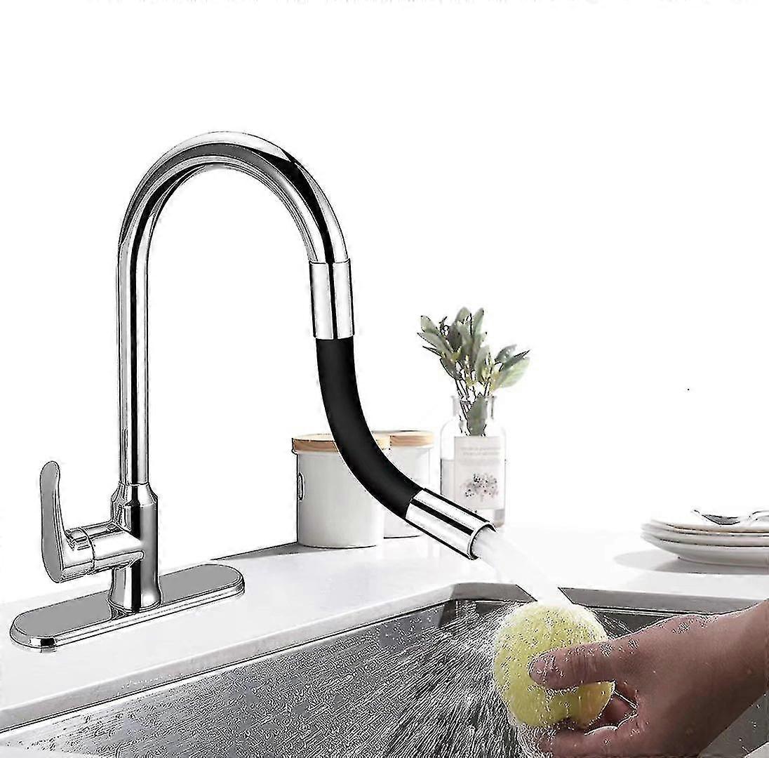 360 تمديد صنبور مرن - للحمام الخارجي والمطبخ (أسود) ، كامل الطول 30cm