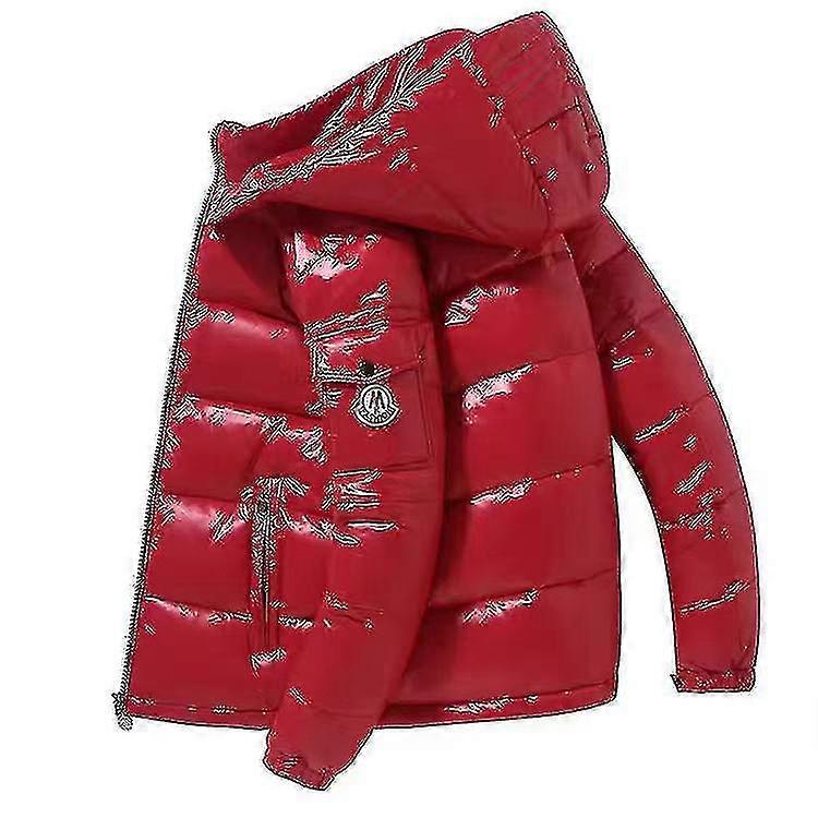 Shiny Down Jacket Men's Winter Jacket Stand Collar Down Jacket With Hood