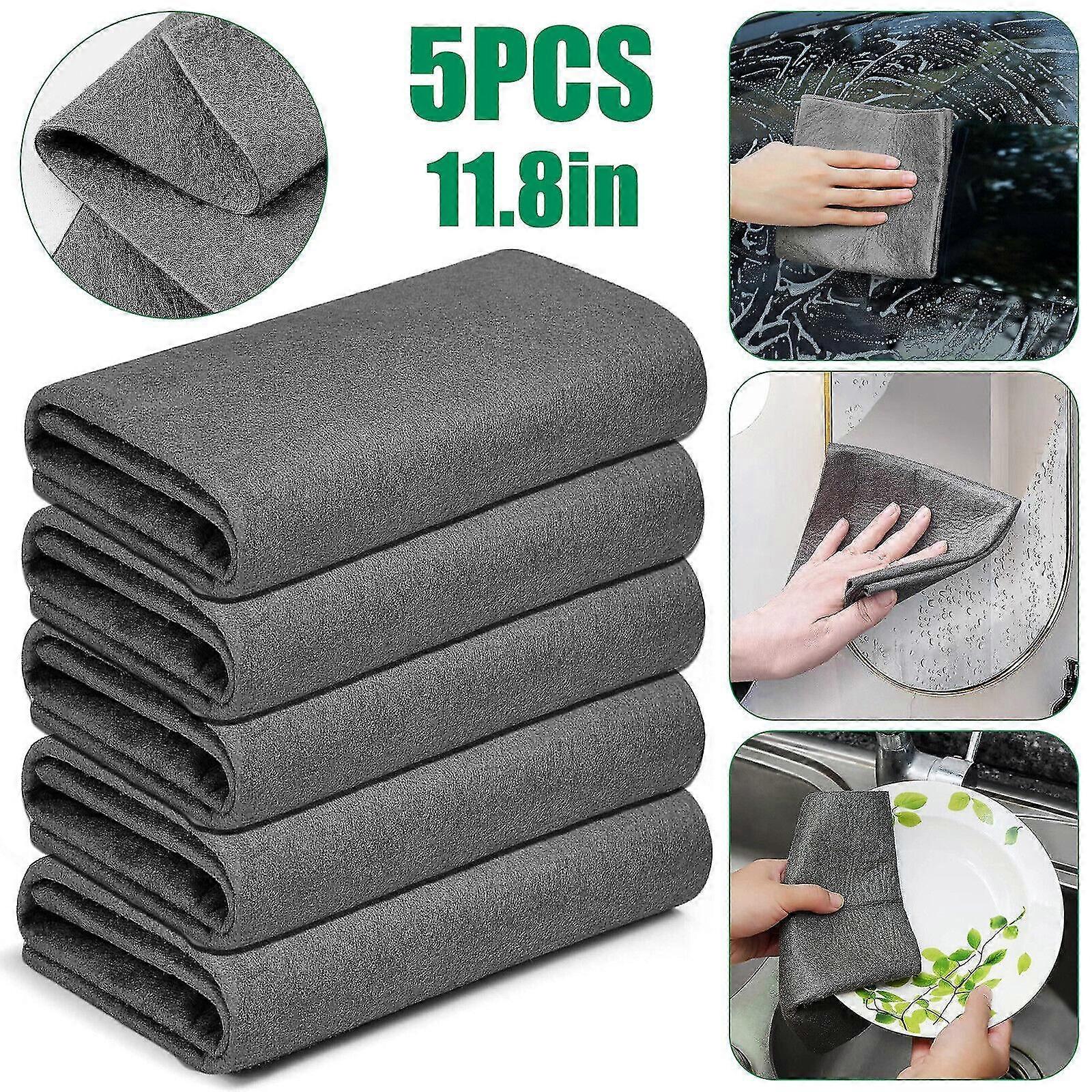 5Pcs Thickened Magic Cleaning Cloth Streak Free Microfiber Cleaning Rag Reusable