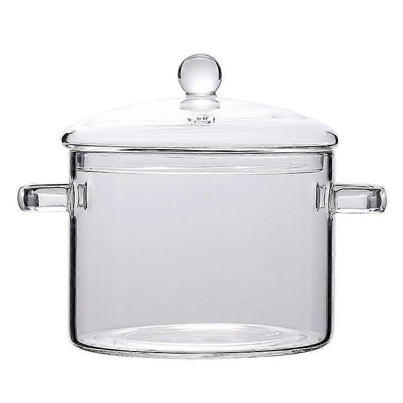 Glass Saucepan with Lid Cookware Clear Glass Saucepan Stovetop Pot with Lid for Food Soup Milk, 1.5L