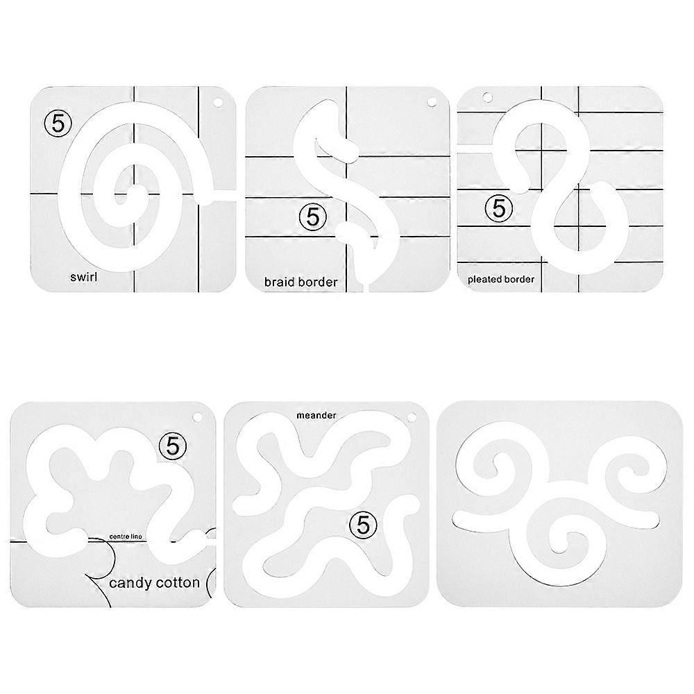 6 Style Free Motion Quilting Acrylic Rulers Wave/Vortex Patterns Sewing Templates Cutting-Edge Precision DIY Sewing Tools Transparent Patchwork Rulers