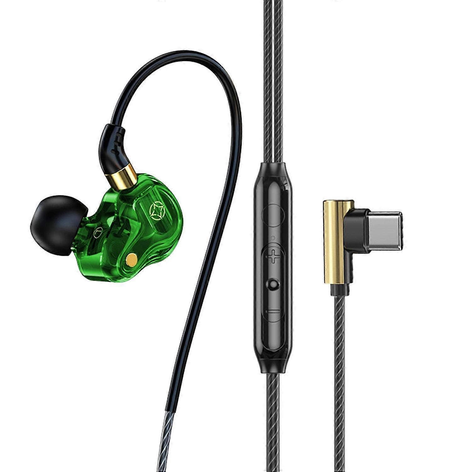 Wired Headphone Quad Core 8MM Dynamic Driver Type-C/3.5mm Plug Earphone with Microphone Heavy
