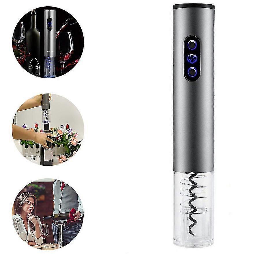 Automatic Electric Wine er Bottle er Corkscrew With Cap Cutter, Battery Operated - Sier-grey