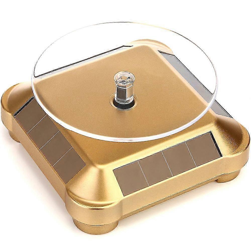 Solar Display Stand Turntable, Battery Double Used Rotating Display For Jewelry Spinner Watch Hobby Collection Shelf