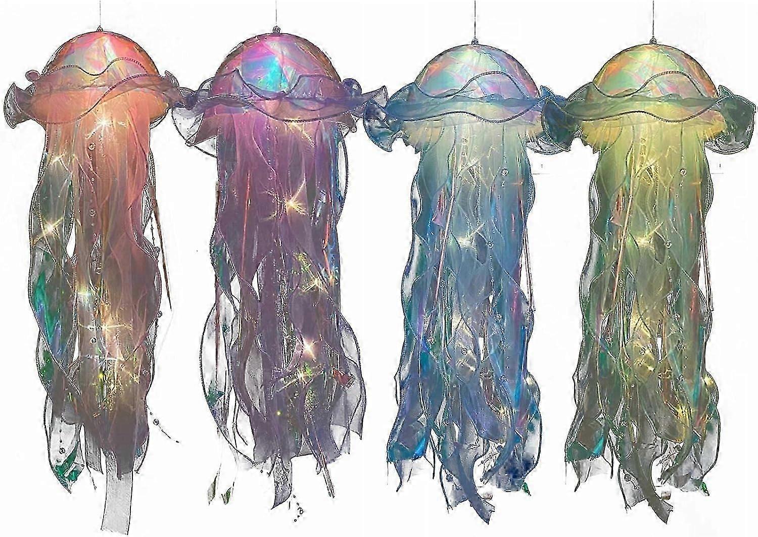 4pcs Jellyfish Shape Lamp Jellyfish Chandelier Led Jellyfish Lamp Glowing Jellyfish Hanging Lamp Decor