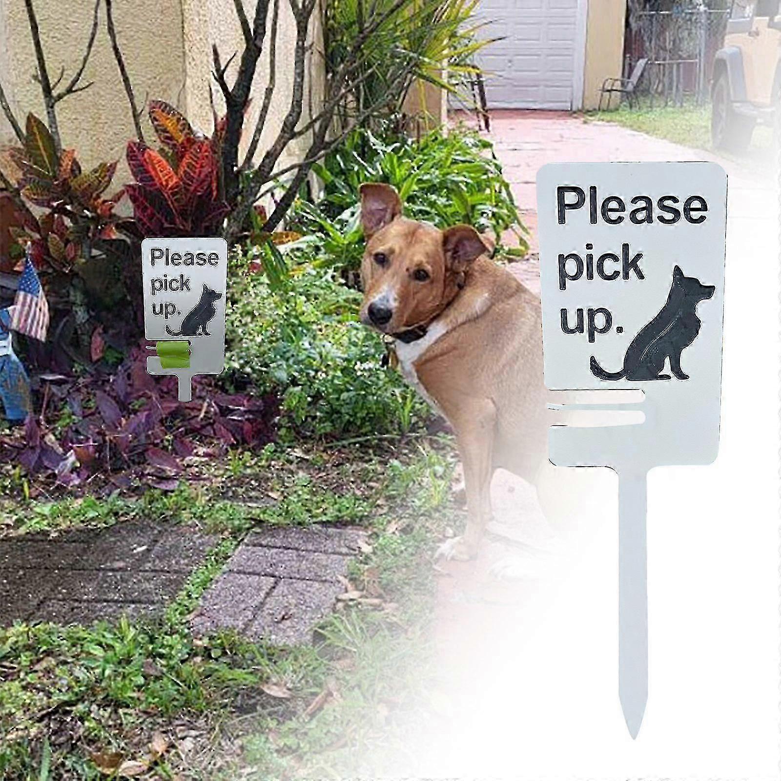Dog Poop Sign With Bag For Yard Holder Please Pick Up Sign 35x12cm