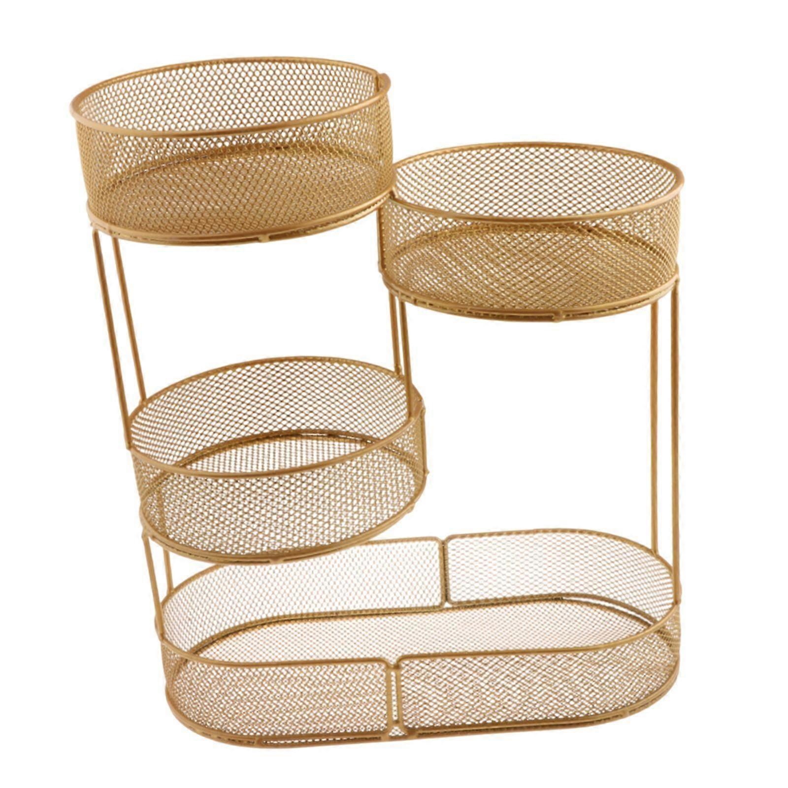 Countertop Fruit Basket Large Capacity Bread Basket for Veggie Snack Storage Gold