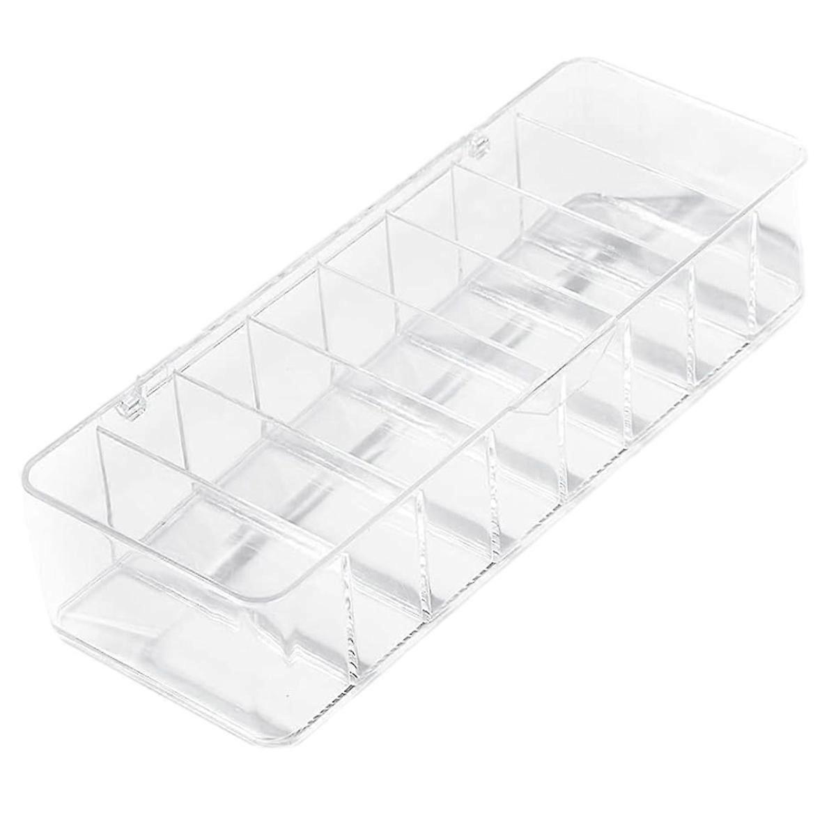 Desktop Data Cable Storage Box See Through Charge Cable Organizer Box Electronic Accessories Case 8 Grid Basic Transparent color
