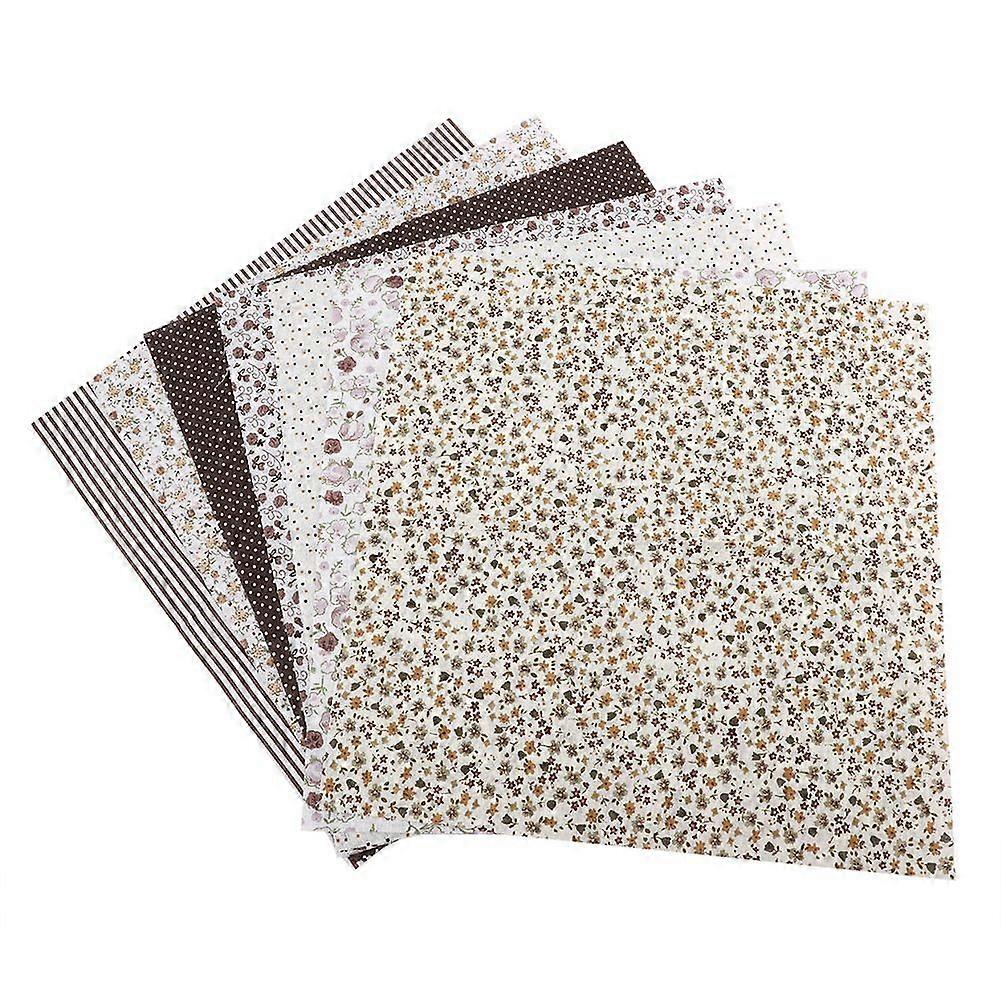 7pcs 25*25cm Cotton Fabric DIY Assorted Squares Pre Cut Bedding Kit Quarters Bundle Coffee Dot
