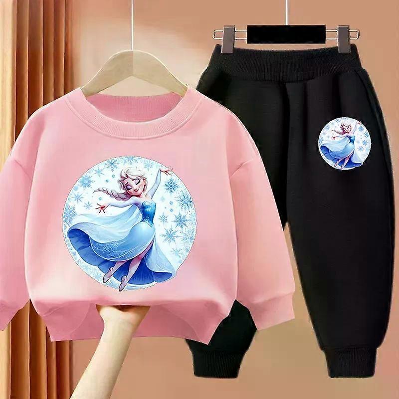 2025 Spring New Baby Girls' Hoodies Sets Frozen Elsa Printed Children's Clothing Sets Kids Casual Sweatshirt Pants 2pcs Suit