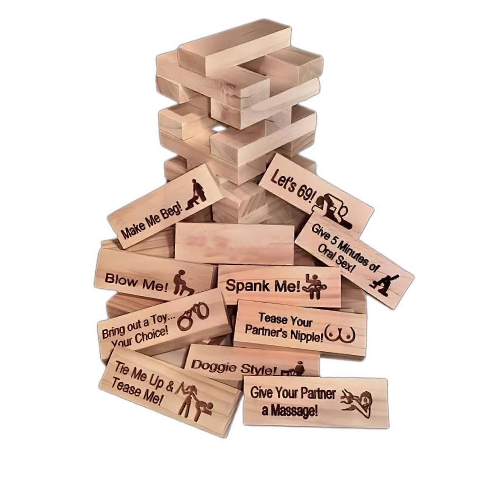 48pcs Super Naughty Block Tower Game Funny Couple Stacking Tower With Truth Or Dare Questions And Challenges Games Valentine Tumbling Tower Stacking