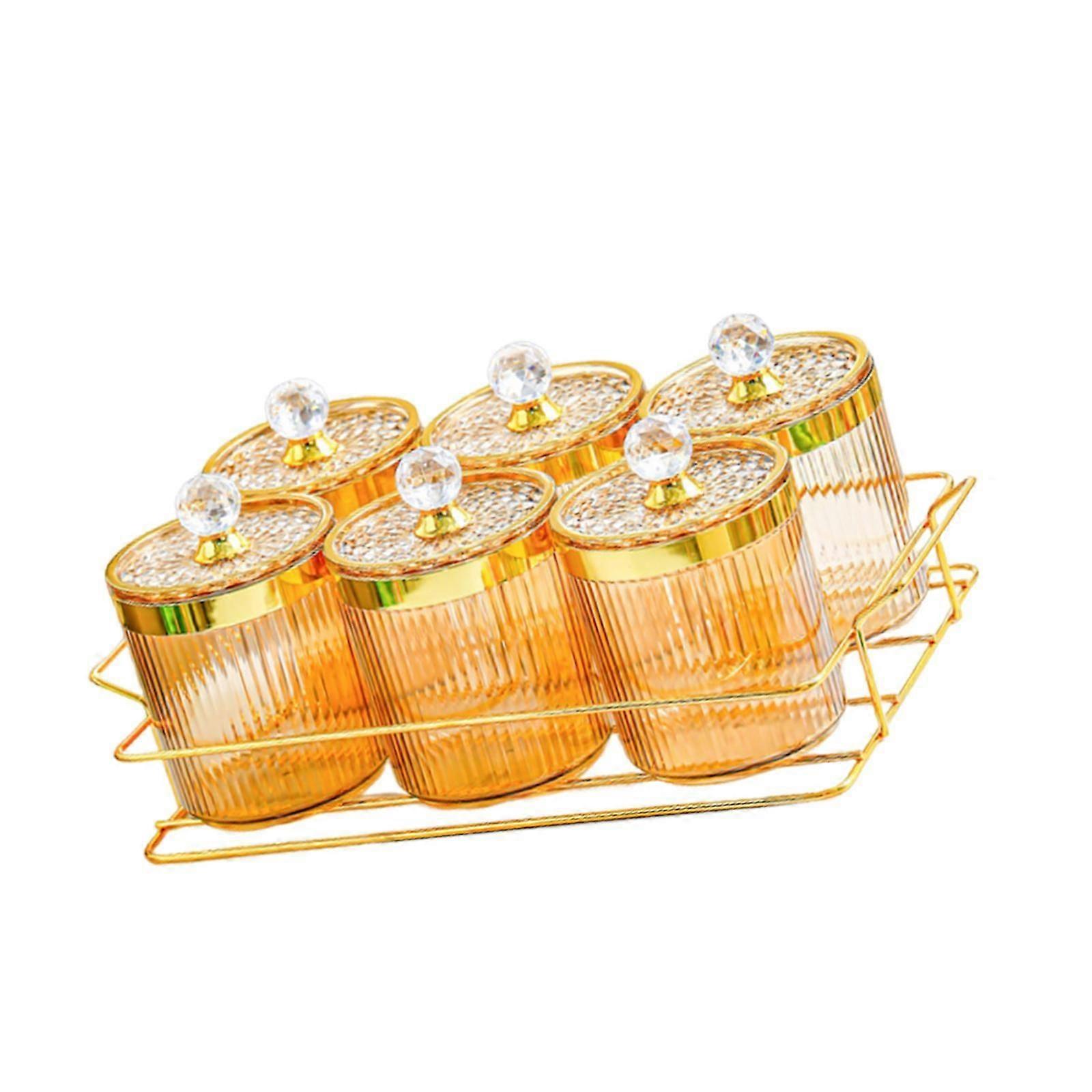 Divided Nut Jars Set Divided Serving Container for Living Room Kitchen Amber 4 Grids