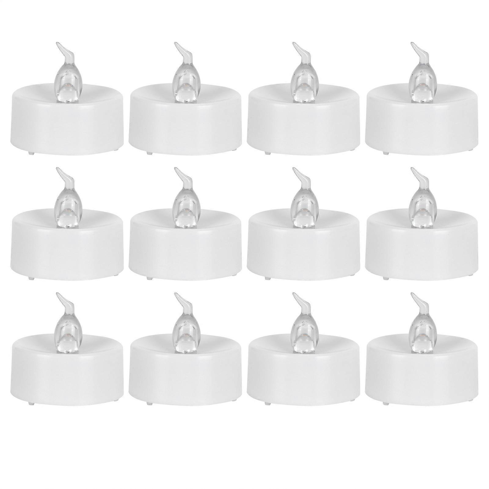 12Pcs Smart Timing LED Warm White Electronic Candle Light with Built - in Battery