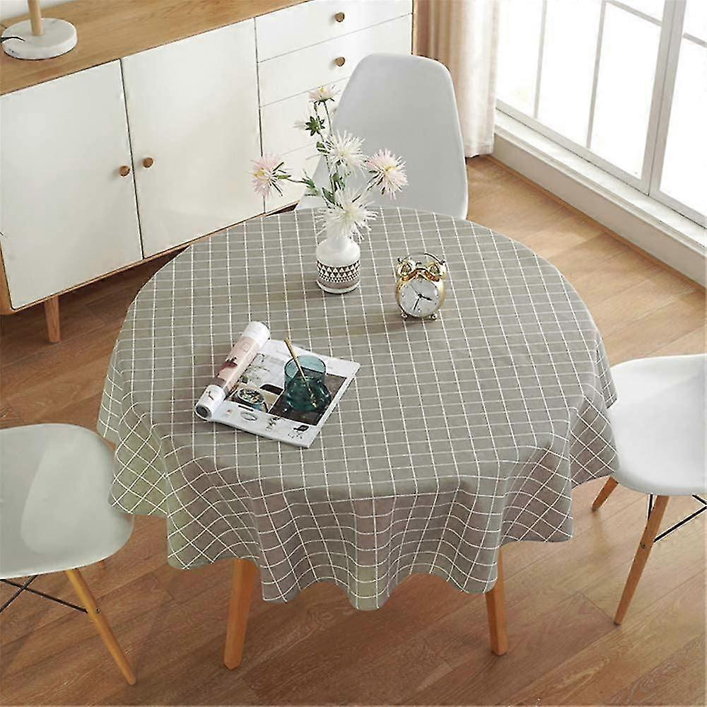 Round Cotton And Linen Tablecloth Table Mat In Nordic Minimalist Style Waterproof, Oil- And Dustproof Diameter 120cm (gray)