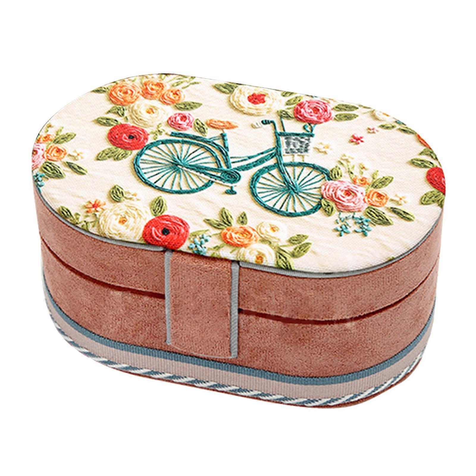 Elegant Plush Jewelry Organizers Unique Plush Jewelry Display Box Oval 3 Layers Container for Stylish Storage Pink