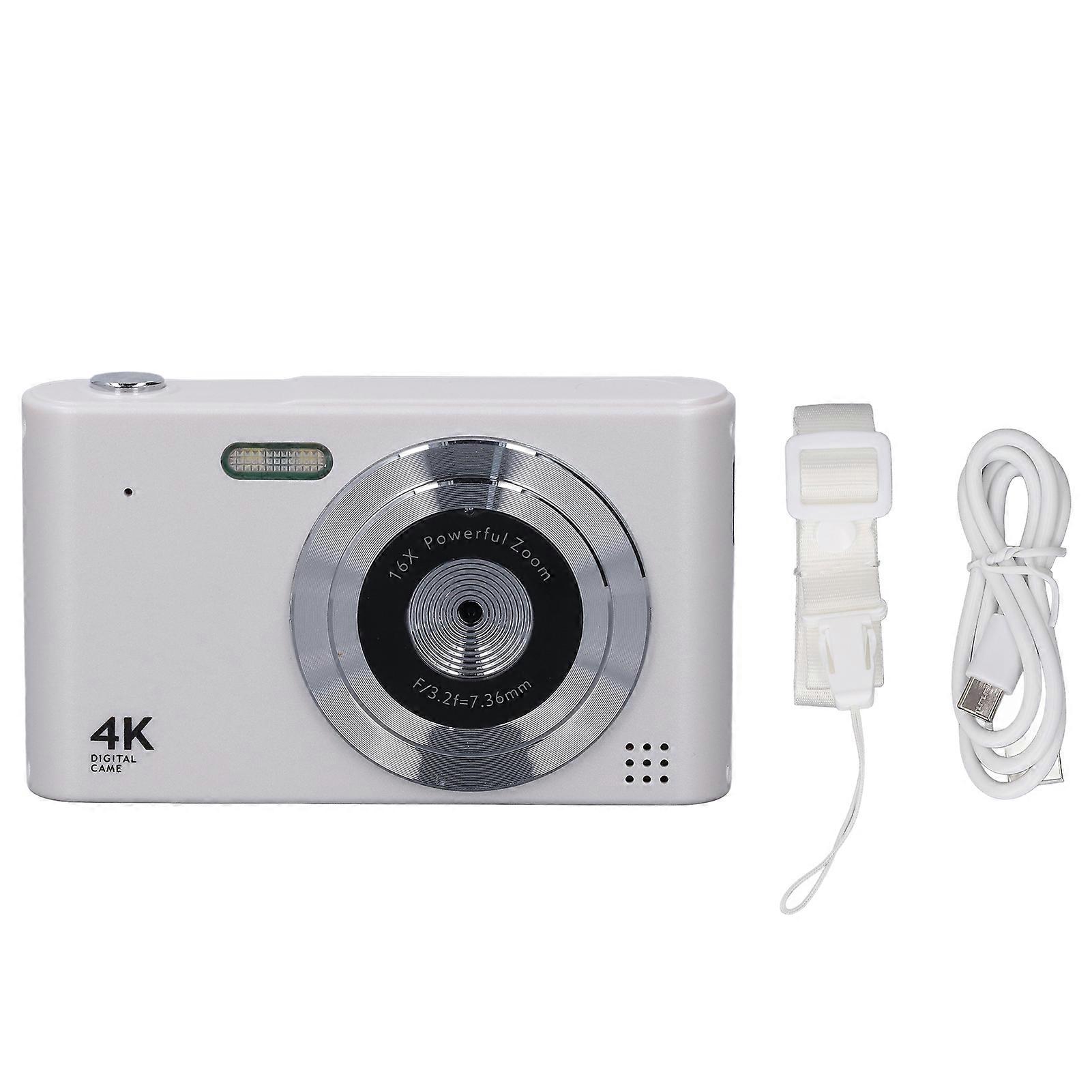 Digital Camera 48MP 1080P 16X Zoom Anti Shake Timed Photography Motion Detection Recording Portable Digital Camera White