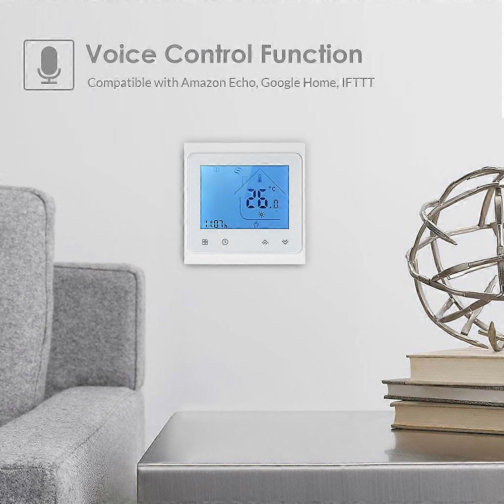 16A Programmable Electric Floor Heating Thermostat Temperature Controller Touchscreen LCD with Backlight Voice Control Function