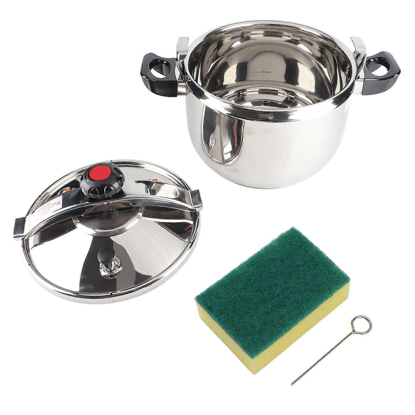 Household Stainless Steel Pressure Cooker Canner Explosion Proof Double Bottom Pressure Cooker for Gas Stoves Induction Stoves Shiny Style 15L 32CM