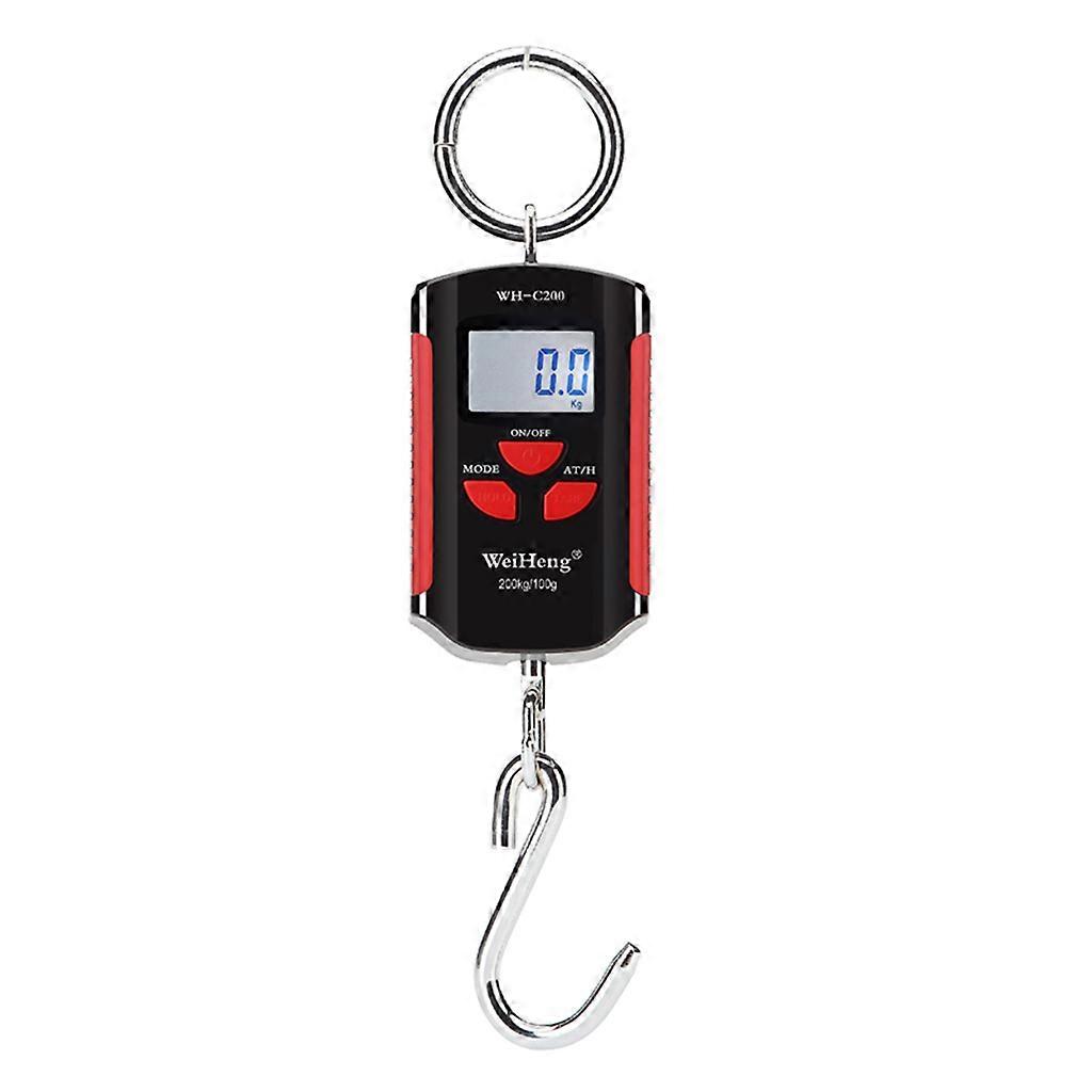 Digital Hanging Scale 200 kg/400lbs Mini Portable Crane Scale LCD Digital Electronic Hook Hanging Scale for Home Farm Red