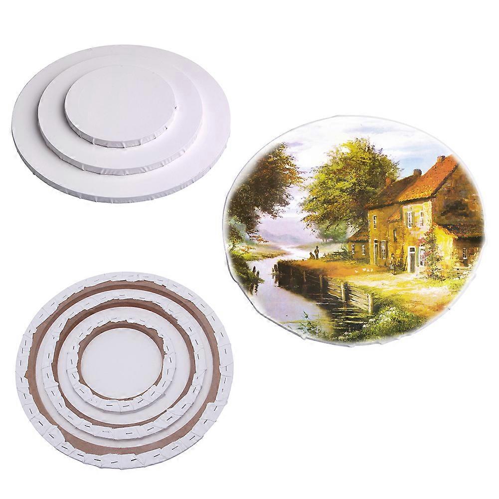 לוח בד עגול ריק כותנה אקריליק אמנות אמן ציור שמן 5 אינץ'