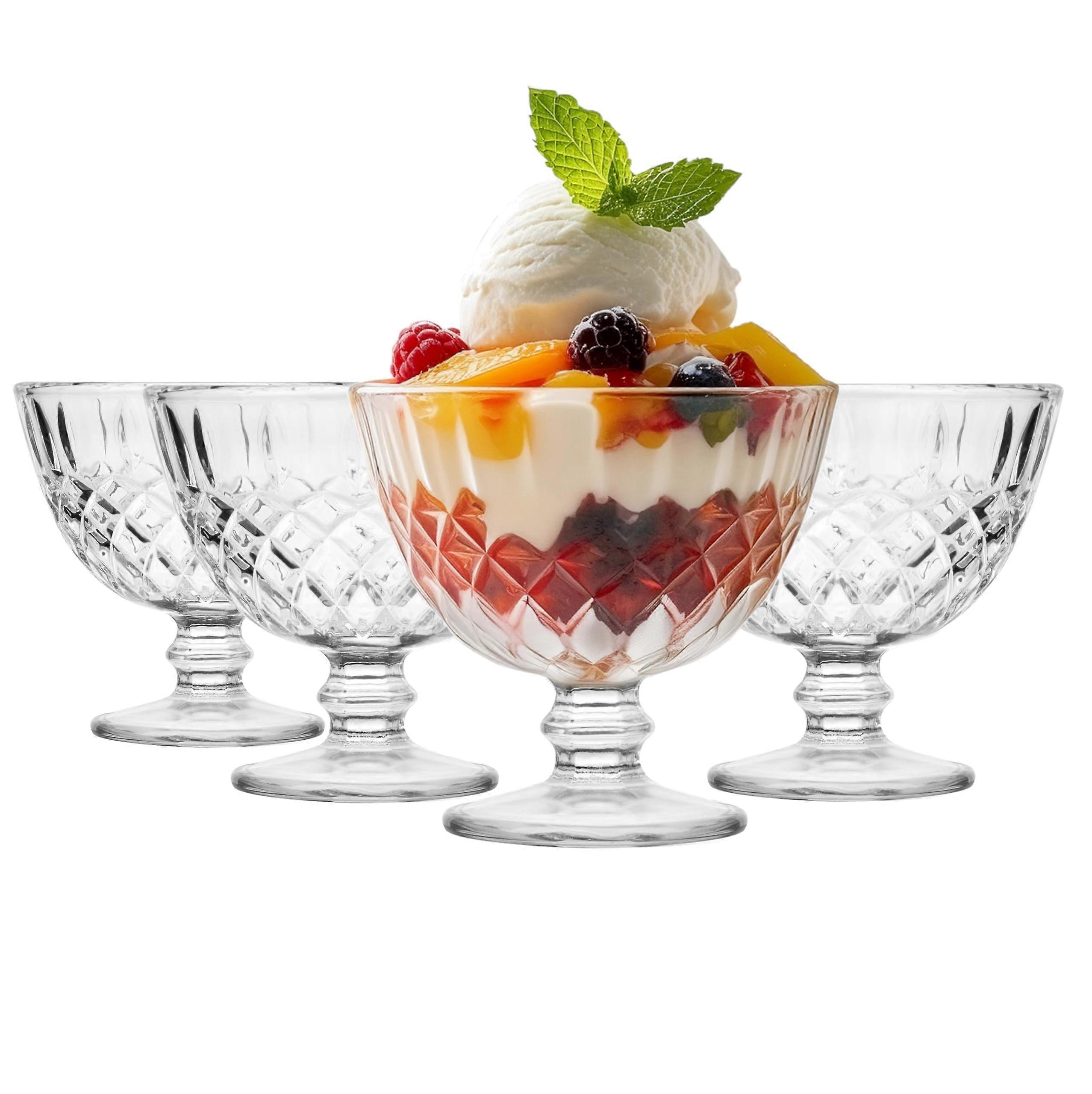 4 Transparent Bowl Set for Dessert 300 ml