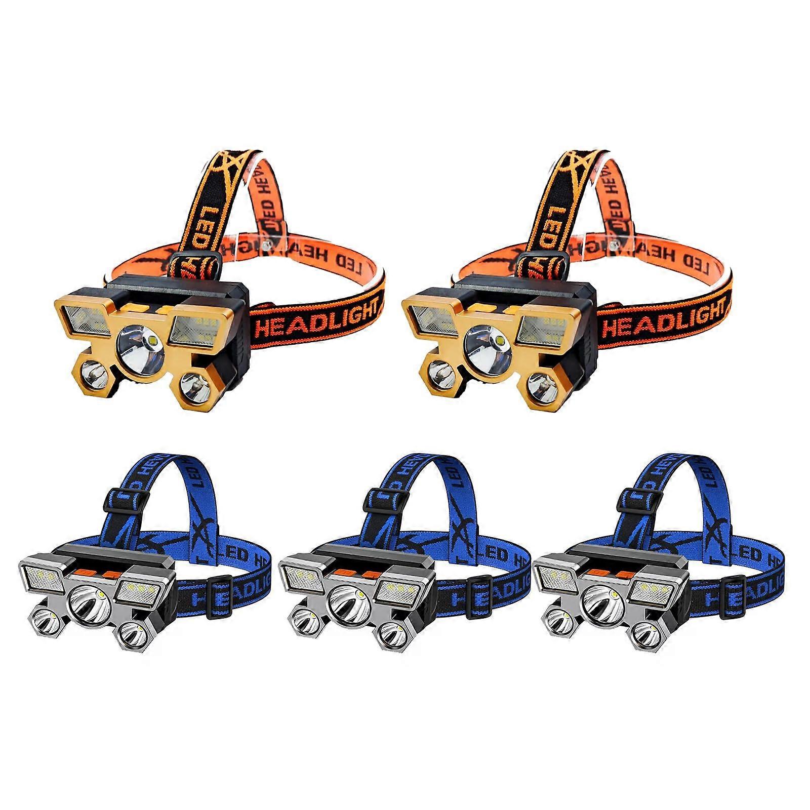 Headlights for Forehead, 5pcs LED Headlamp Rechargeable Super Bright 90° Adjustable