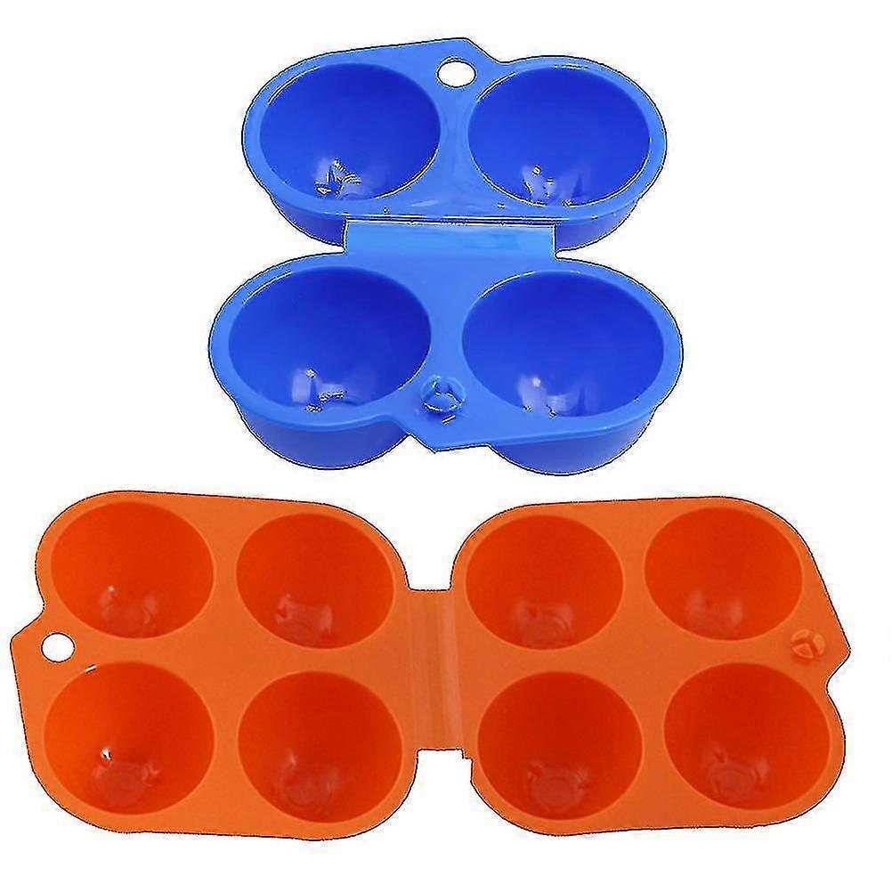 Boîte à œufs de pique-nique extérieur, 2 compartiments, Plateau à œufs antichoc de pique-nique barbecue extérieur, pliable (2 pièces, 2 couleurs)
