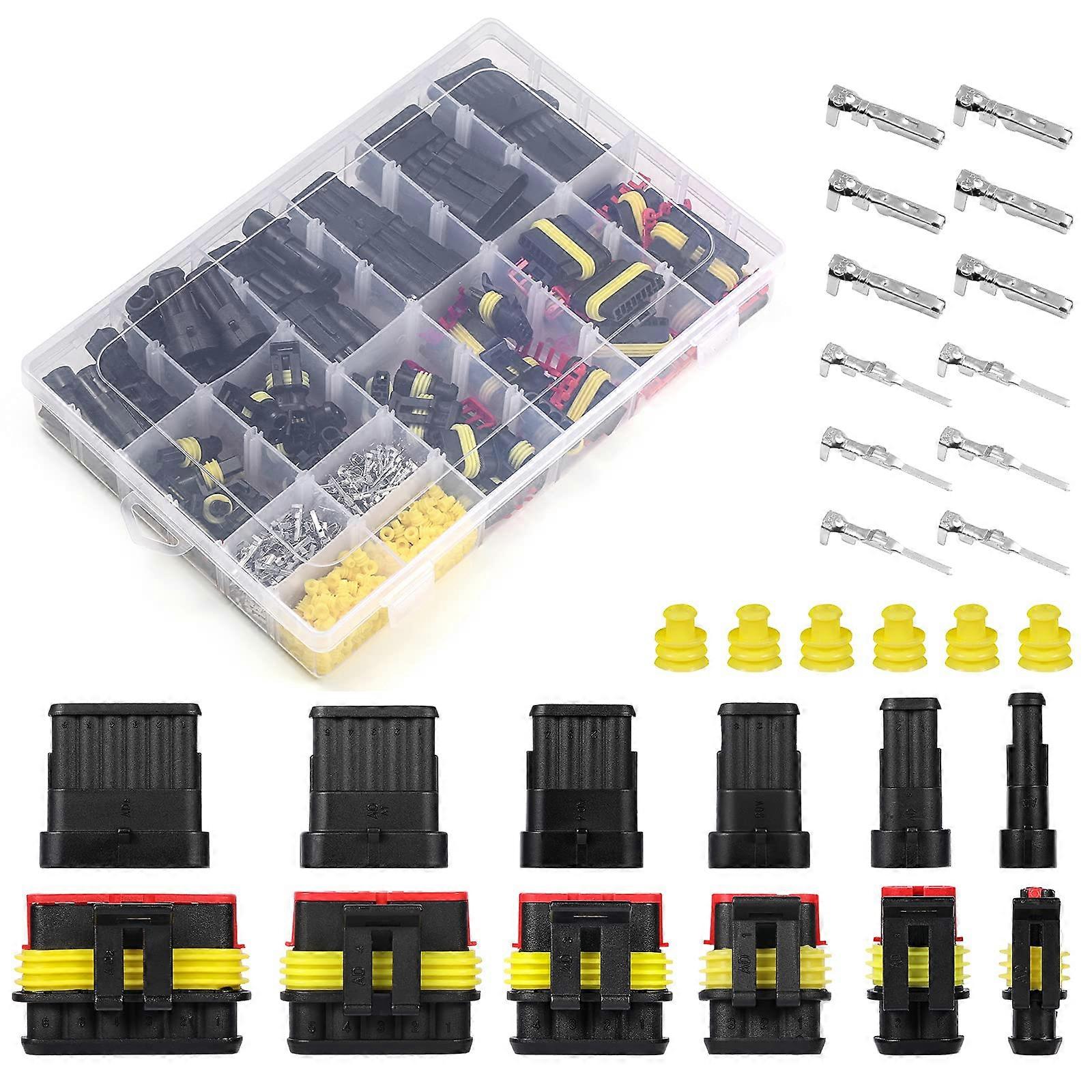 708Pcs Automotive Electrical Connector Terminals Wire Plug Kit 1/2/3/4/5/6 Pin with 43 Sets for Vehicle Repair and Maintenance
