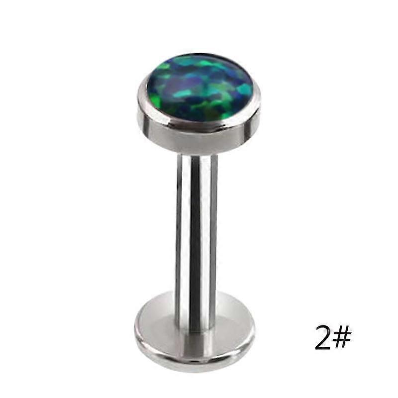 1PC Opal Stud Earrings Stainless Steel Small Ear Bone Nail Piercing Inner Thread Lip Screw